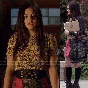 JUICY COUTURE YELLOW LEOPARD PRINT BLOUSE Aria Montgomery Pretty Little Liars